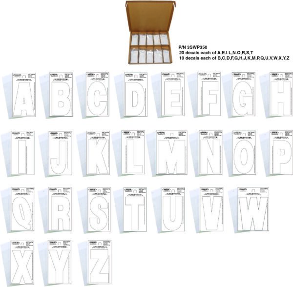 White Decals Kit & Organizer A-Z 350 pcs.