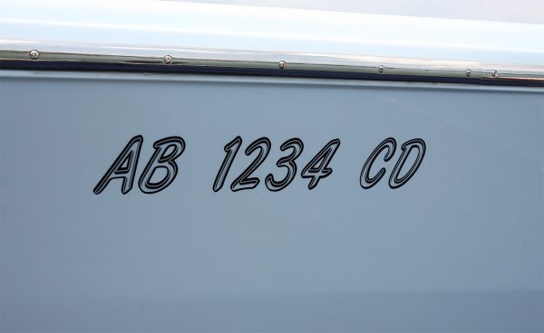 Boat Lettering Transparent Clear and Black 3″ Registration kit