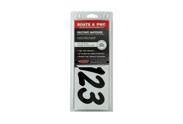 Boat Lettering Solid Black 3″ Registration Kit