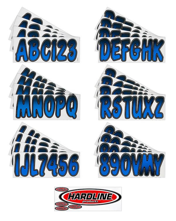 Boat Lettering Blue/Black 3″ Registration Kit