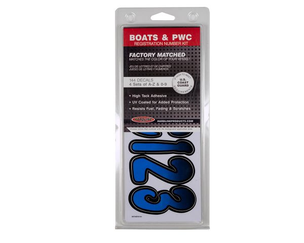 Boat Lettering Blue/Black 3″ Registration Kit