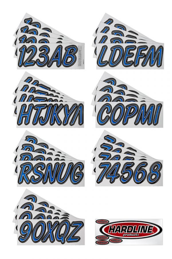 Boat Lettering Blue/Black 3″ Registration Kit