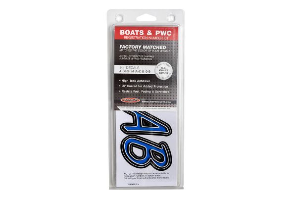 Boat Lettering Blue/Black 3″ Registration Kit