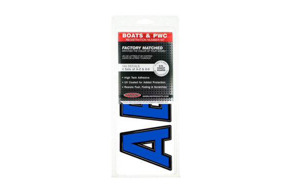 Boat Lettering Blue/Black 3″ Registration Kit