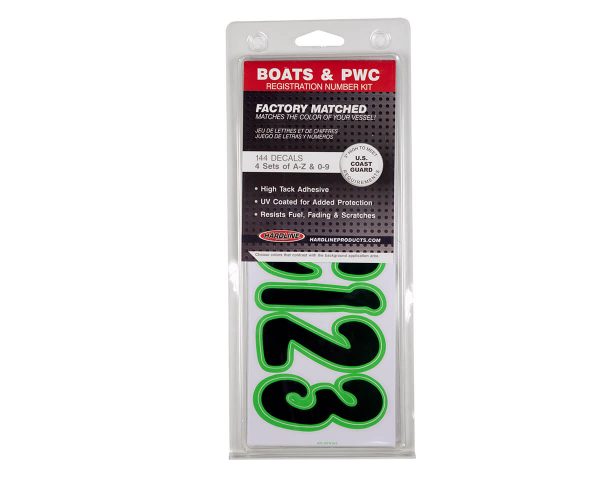 Boat Lettering Black/Kiwi 3″ Registration Kit