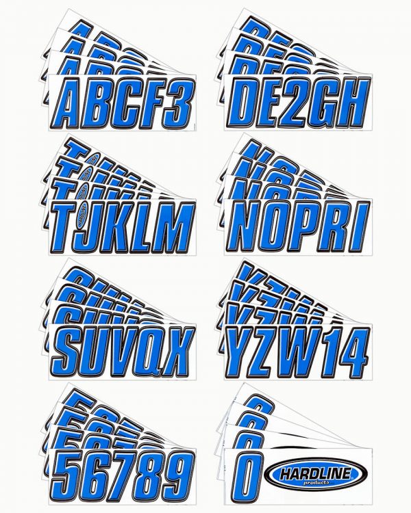 Boat Lettering Blue/Black 3″ Registration Kit