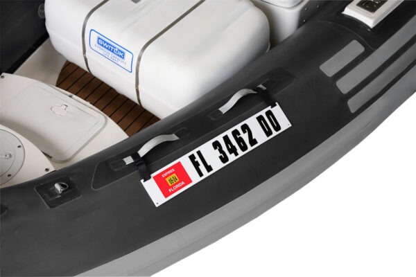 Registration Sticker Plate for Inflatable Dinghy, Boat or Tender with Velcro Straps w/ Registration Letters & Numbers Applied