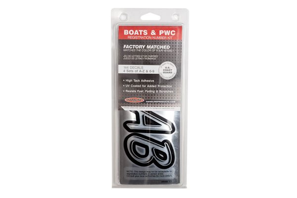 Boat Lettering Chrome/Black 3″ Registration Kit