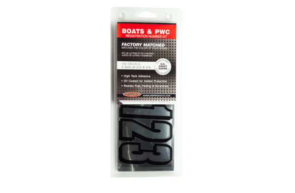 Boat Lettering Chrome/Black 3″ Registration Kit