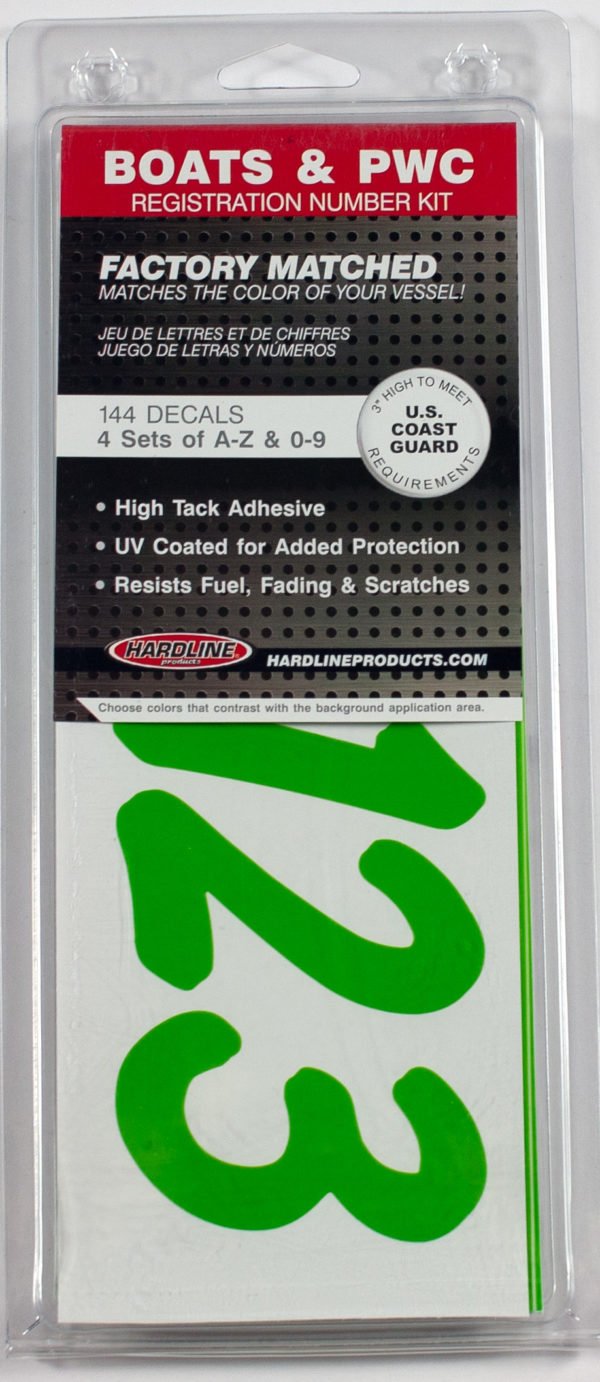 Boat Lettering Solid Green 3″ Registration Kit