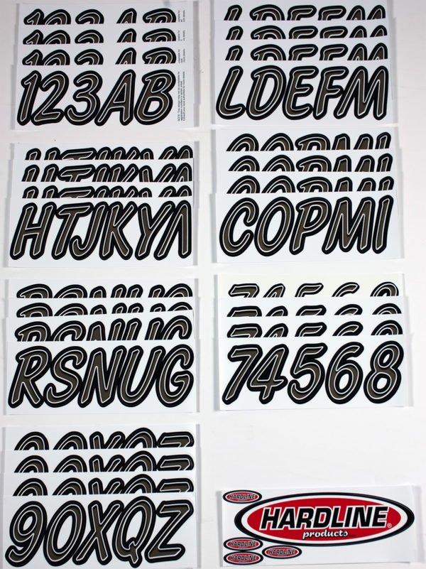 Boat Lettering Titanium Grey/Black 3″ Registration Kit