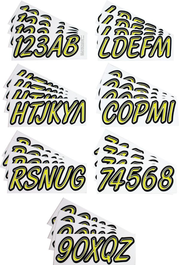 Boat Lettering Lime Yellow/Black 3″ Registration Kit