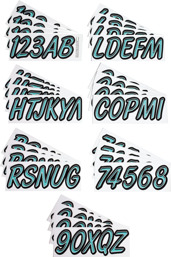 Boat Lettering Mint/Black 3″ Registration Kit