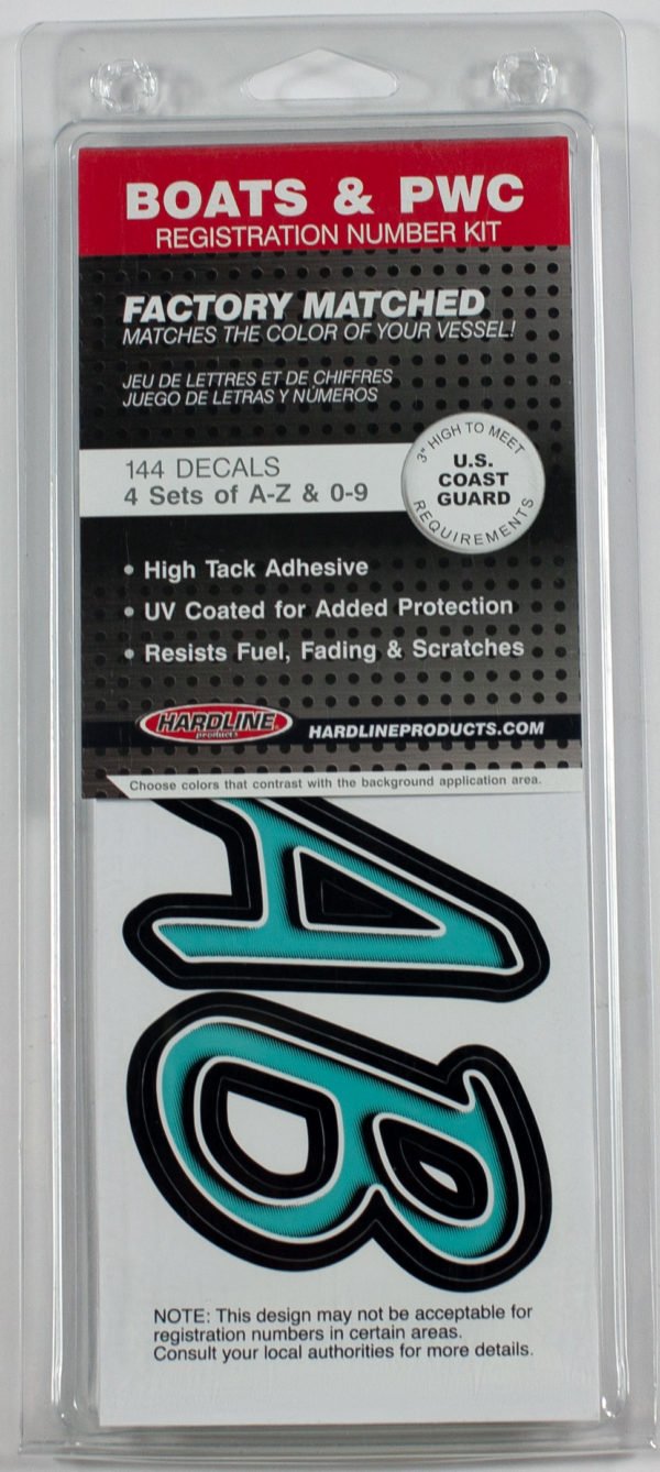 Boat Lettering Mint/Black 3″ Registration Kit