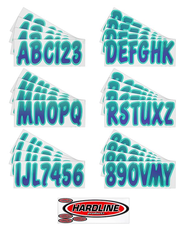 Boat Lettering PURPLE/TEAL 3″ REGISTRATION KIT