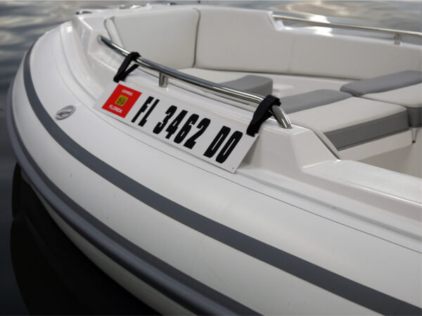 Registration Sticker Plate for Inflatable Dinghy, Boat or Tender with Velcro Straps