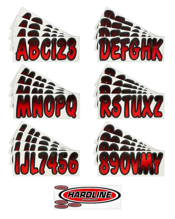 Boat Lettering RED/BLACK 3″ REGISTRATION KIT