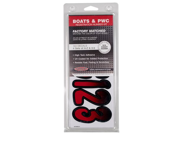 Boat Lettering RED/BLACK 3″ REGISTRATION KIT