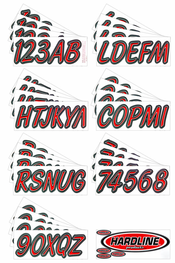 Boat Lettering Red/Black 3″ Registration Kit