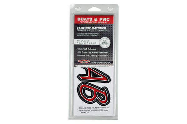 Boat Lettering Red/Black 3″ Registration Kit