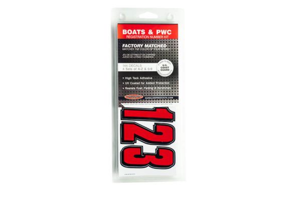 Boat Lettering Red/Black 3″ Registration Kit