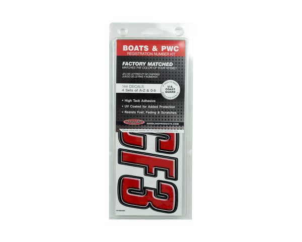 Boat Lettering Red/Black 3″ Registration Kit