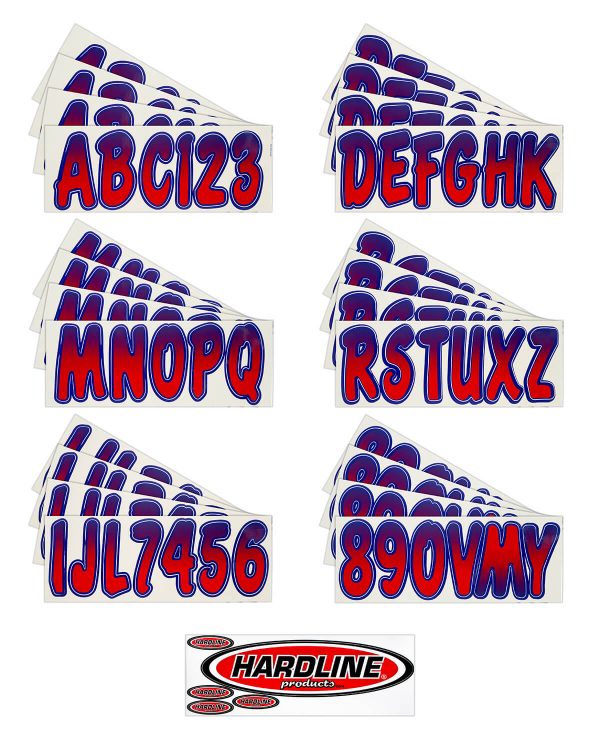 Boat Lettering RED/PURPLE 3″ REGISTRATION KIT