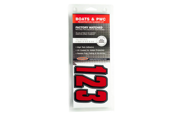 Boat Lettering Ox Red/Black Registration Kit