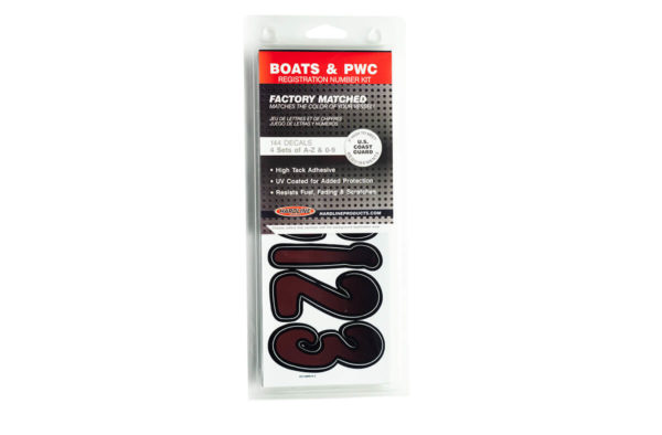 Boat Lettering BURGUNDY/BLACK 3″ REGISTRATION KIT