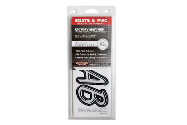 Boat Lettering Silver/Black 3″ Registration Kit