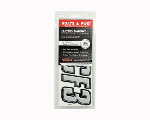 Boat Lettering Silver/Black 3″ Registration Kit