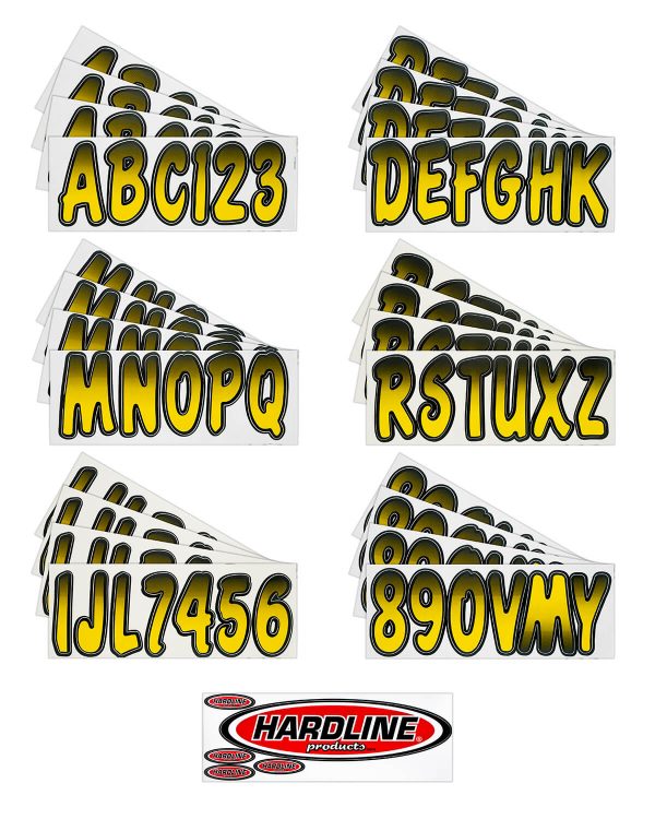 Boat Lettering YELLOW/BLACK 3″ REGISTRATION KIT