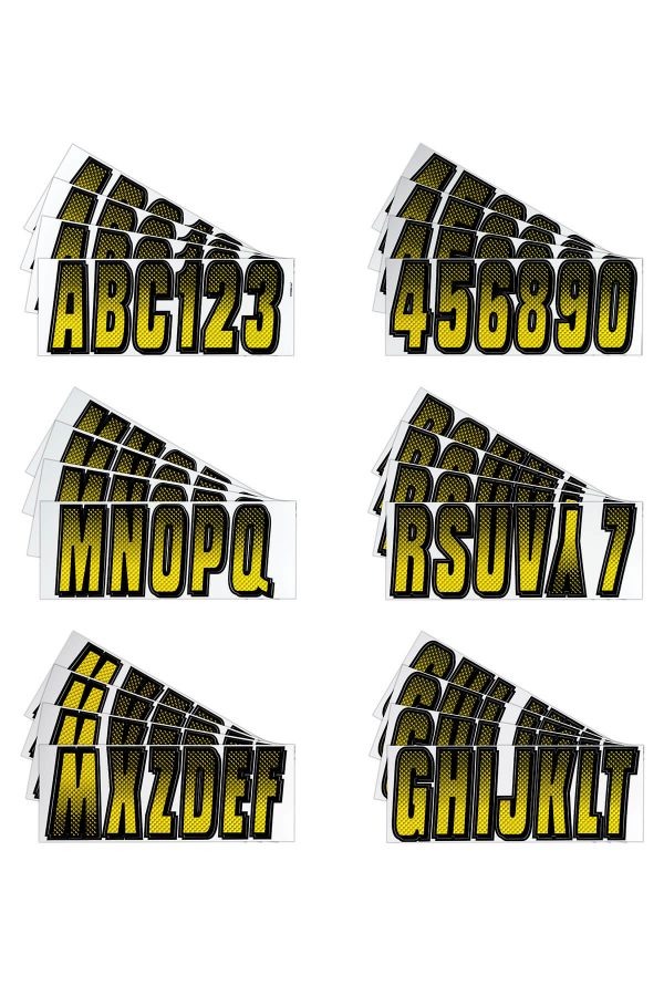 Boat Lettering Yellow/Black 3″ Registration Kit