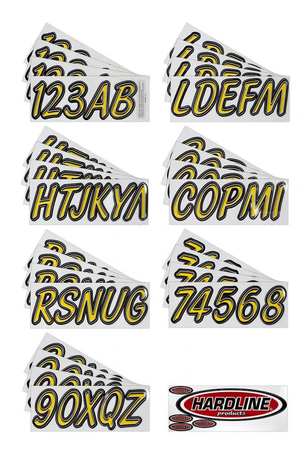 Boat Lettering Yellow/Black 3″ Registration Kit