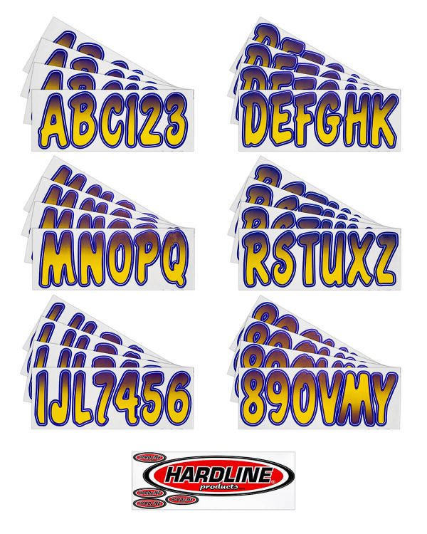 Boat Lettering YELLOW/PURPLE 3″ REGISTRATION KIT