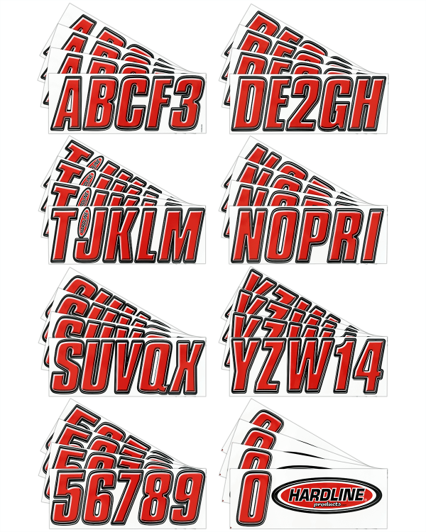 Boat Lettering Red/Black 3″ Registration Kit